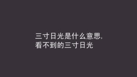 三寸日光什么意思？三寸日光结局 