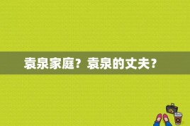 袁泉家庭？袁泉的丈夫？ 