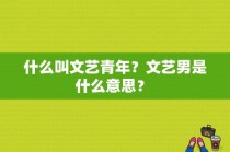 什么叫文艺青年？文艺男是什么意思？ 