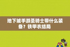 地下城手游圣骑士带什么装备？铁甲衣结局 