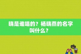 晓是谁唱的？杨晓燕的名字叫什么？ 