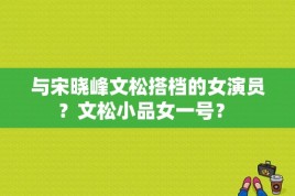 与宋晓峰文松搭档的女演员？文松小品女一号？ 