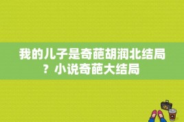 我的儿子是奇葩胡润北结局？小说奇葩大结局 