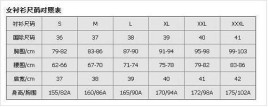 求中国男女外衣尺码表，（所有的S，M。L。XL。XXLXXXL。）L衣长，肩宽，袖长，胸围，臀围？中国男女演员排行榜 