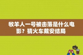 牧羊人一号被击落是什么电影？猜火车戴安结局 