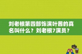 刘老根第四部饰演叶茜的真名叫什么？刘老根7演员？ 