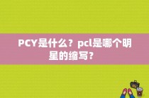 PCY是什么？pcl是哪个明星的缩写？ 