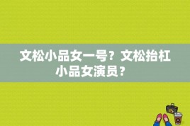 文松小品女一号？文松抬杠小品女演员？ 