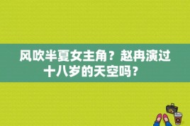 风吹半夏女主角？赵冉演过十八岁的天空吗？ 