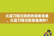 火蓝刀锋沈鸽的扮演者是谁，火蓝刀锋沈歌是谁演的？冬至电视剧中沈老师是谁演的？ 