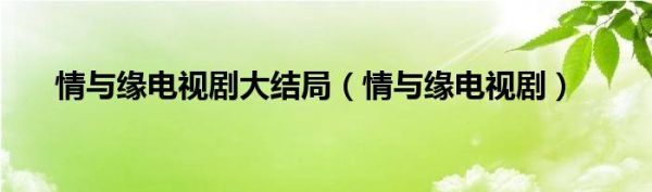 情与缘大结局如何？情与缘结局是什么 